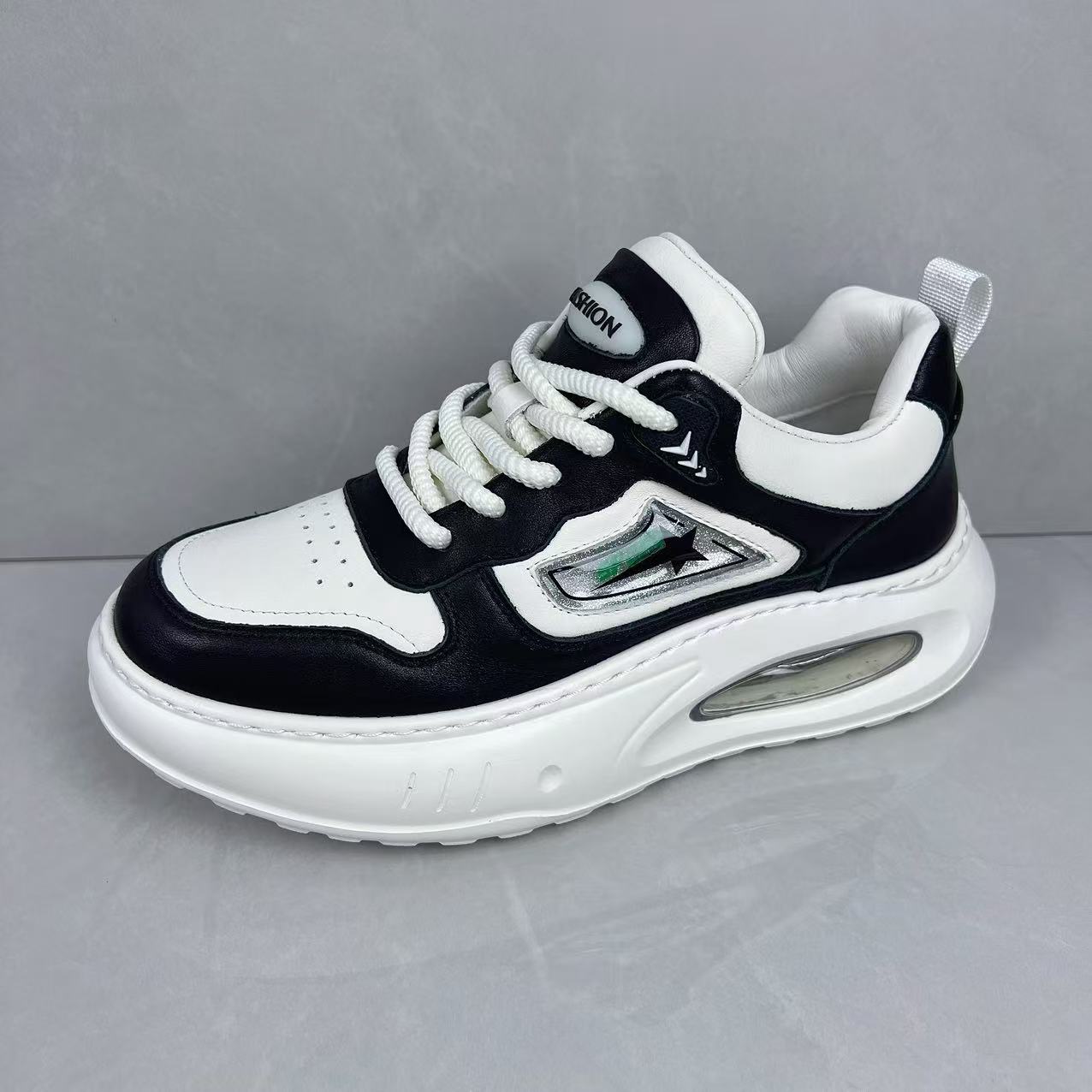 男鞋2025秋季新款头层牛皮休闲鞋时尚百搭增高气垫潮流舒适老爹鞋