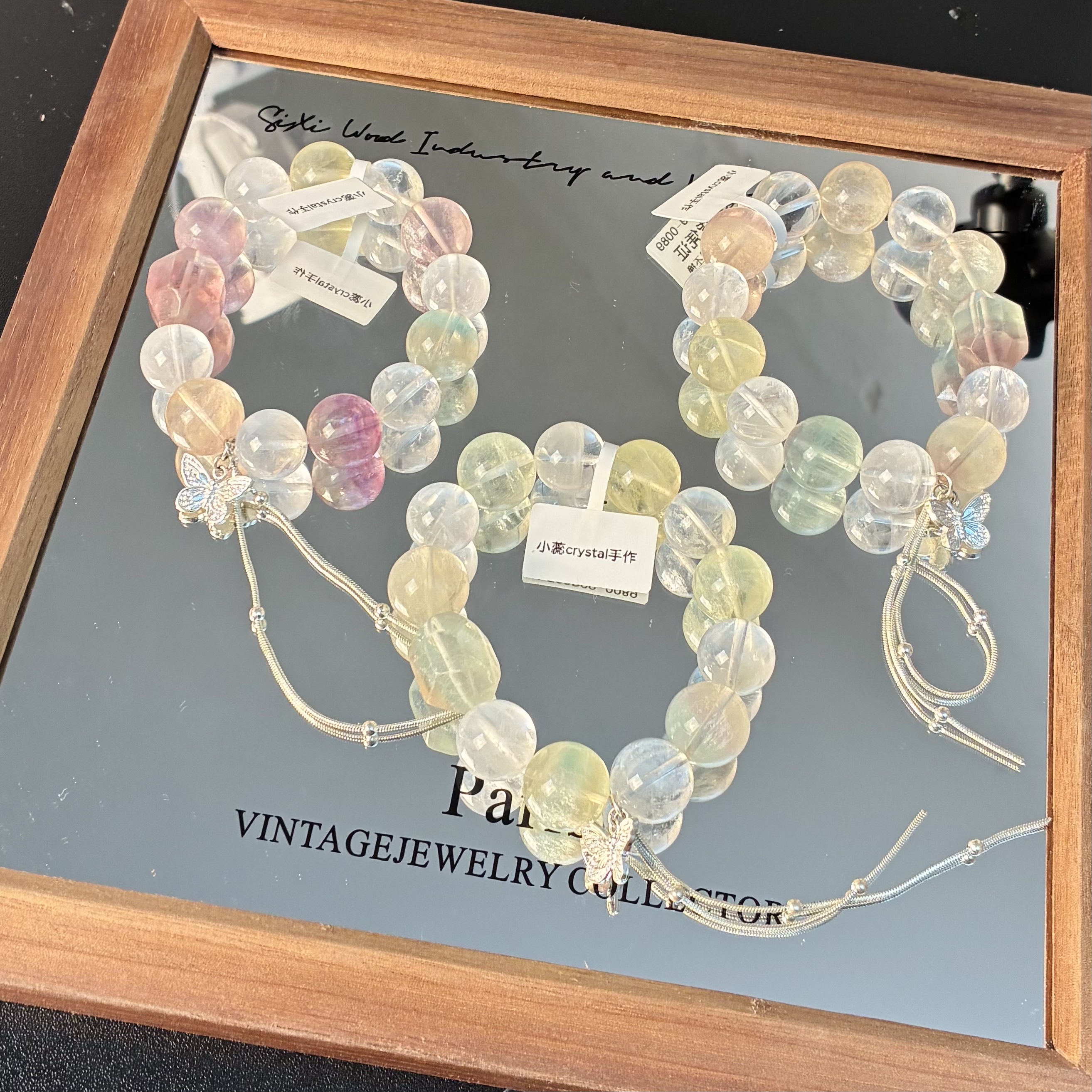 小蕊crystal-89天然彩莹石【独角兽】白水晶蝴蝶设计款