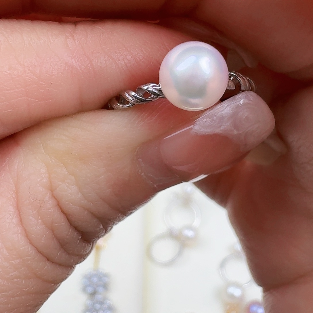 淡水珍珠戒指银S925镶嵌
