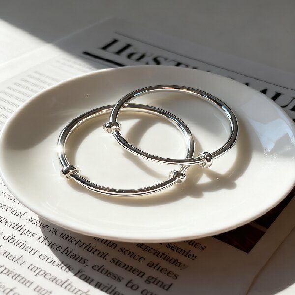 足银手镯 18.足银999.9【冠坤银饰】万足小孩银环手镯