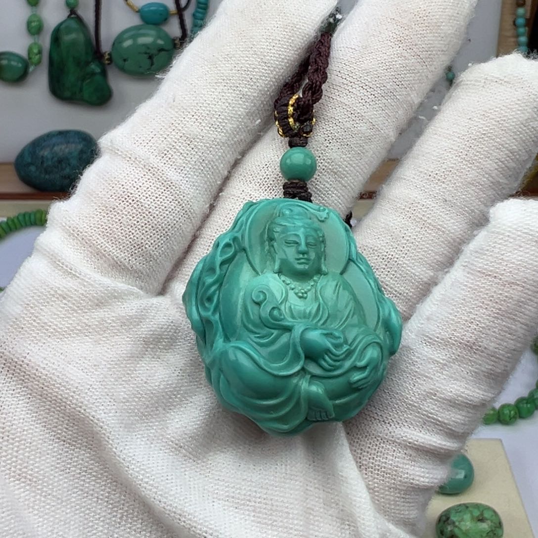 幸***爸菜籽绿雕刻吊坠29.3mm兰