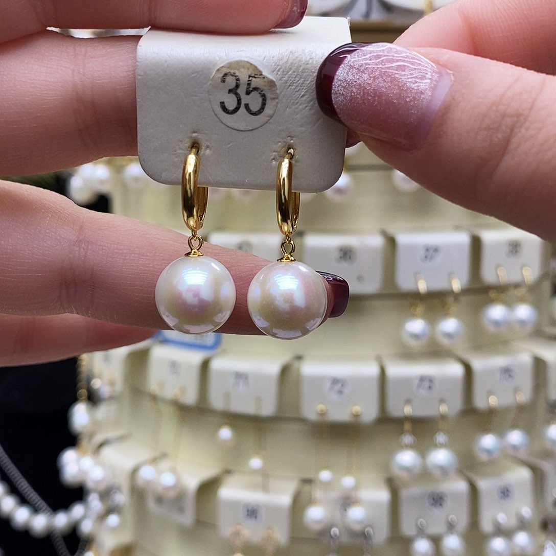 淡水珍珠耳饰银S925镶嵌