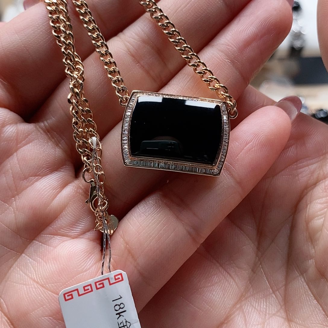 翡翠颈饰18K金镶嵌@****见墨翠