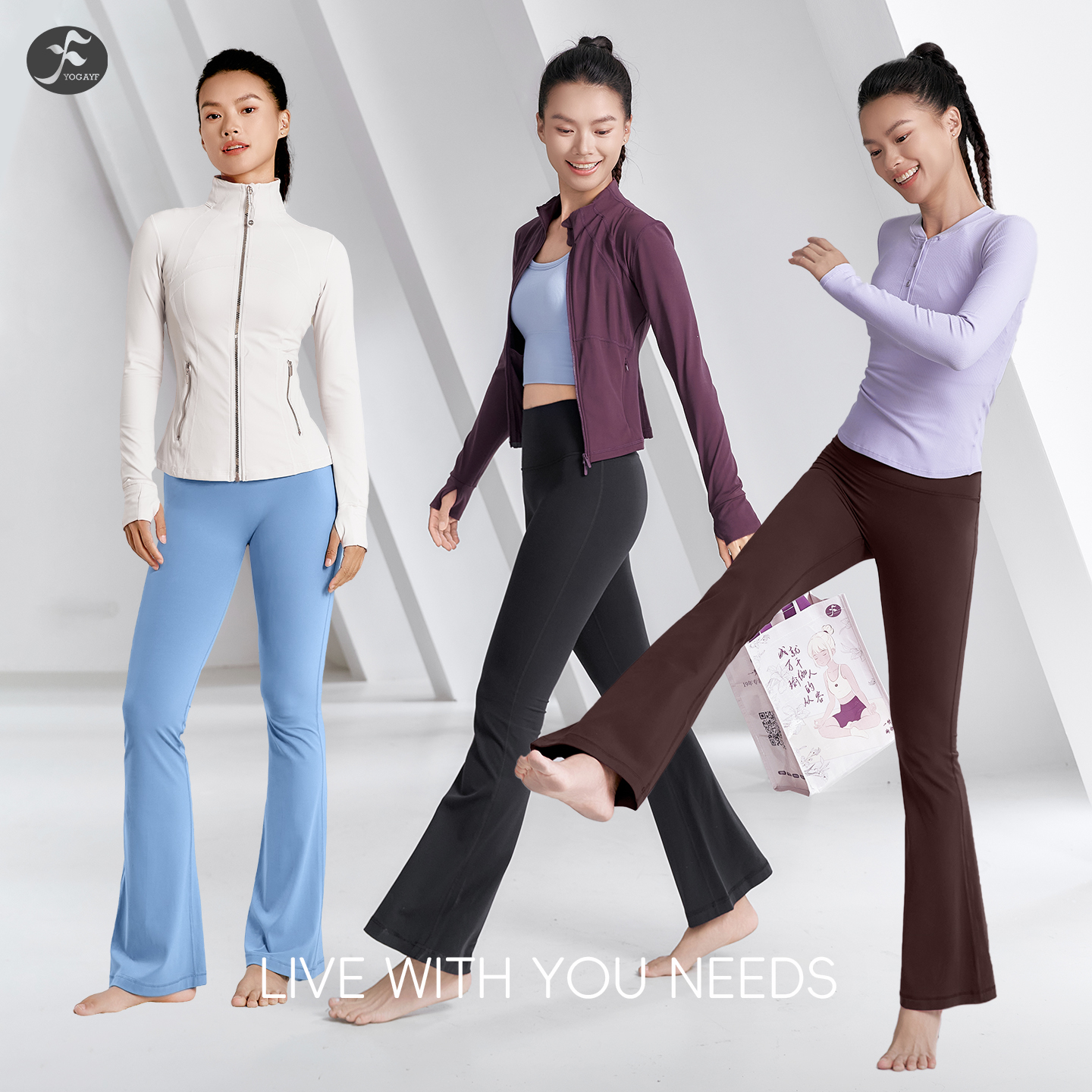 Yogayf/一梵显瘦四季高腰蜜桃臀提臀显瘦微喇叭裤外穿瑜伽裤KZ077