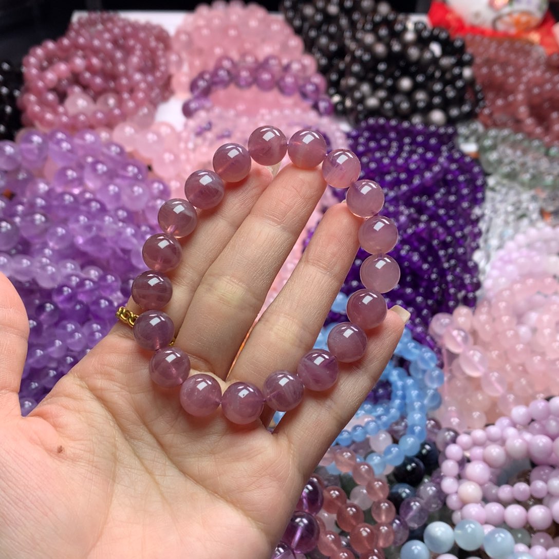 水晶手链未镶嵌紫马粉卡10.5+