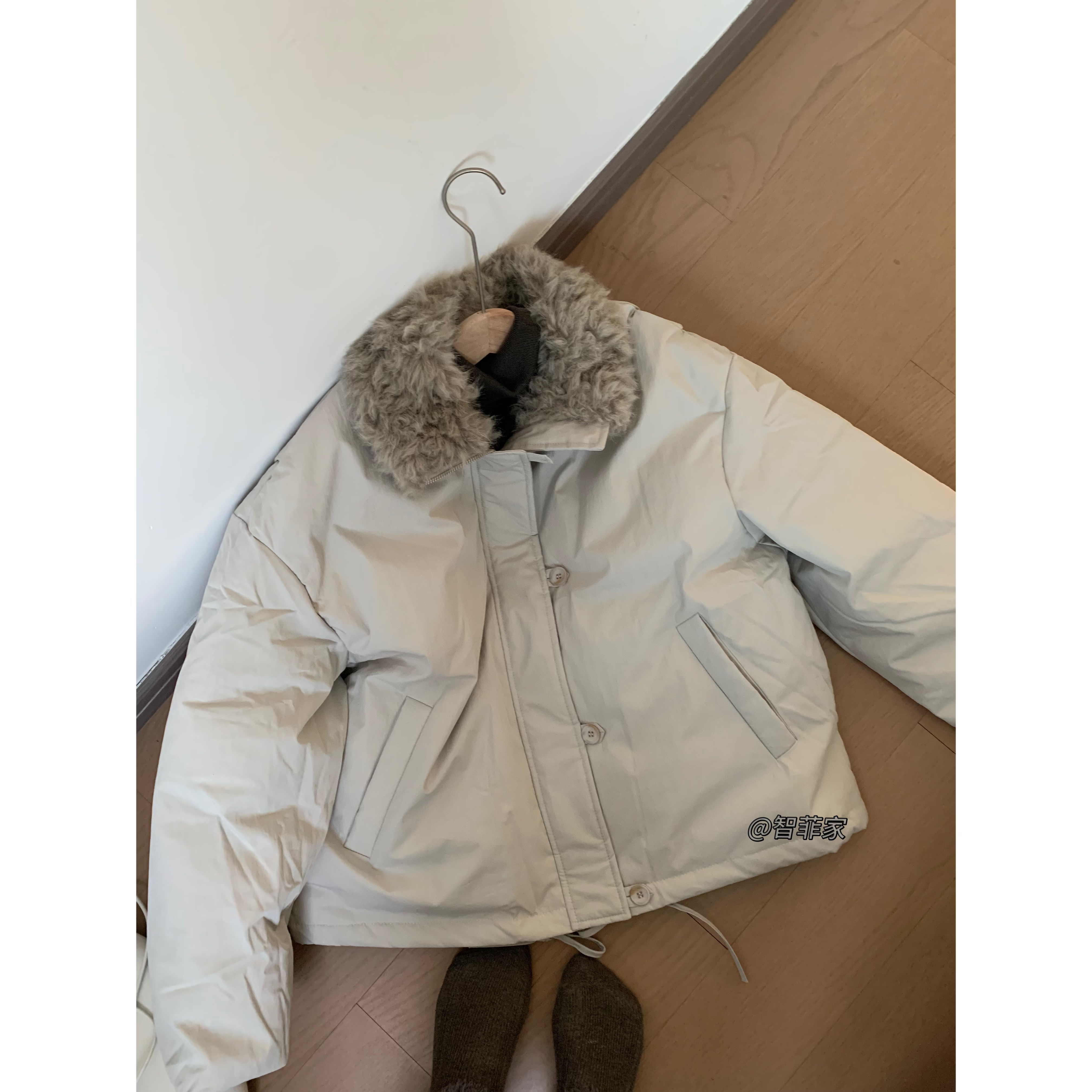【冰雪】韩国东大门90羽绒服拼接羊羔毛领口