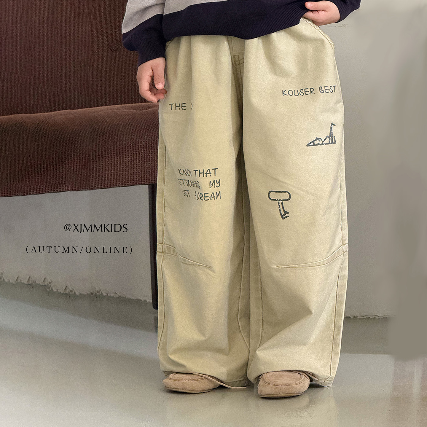 虾酱麻麻男童裤子春秋装2025新款男孩长裤洋气卡通直筒儿童休闲裤
