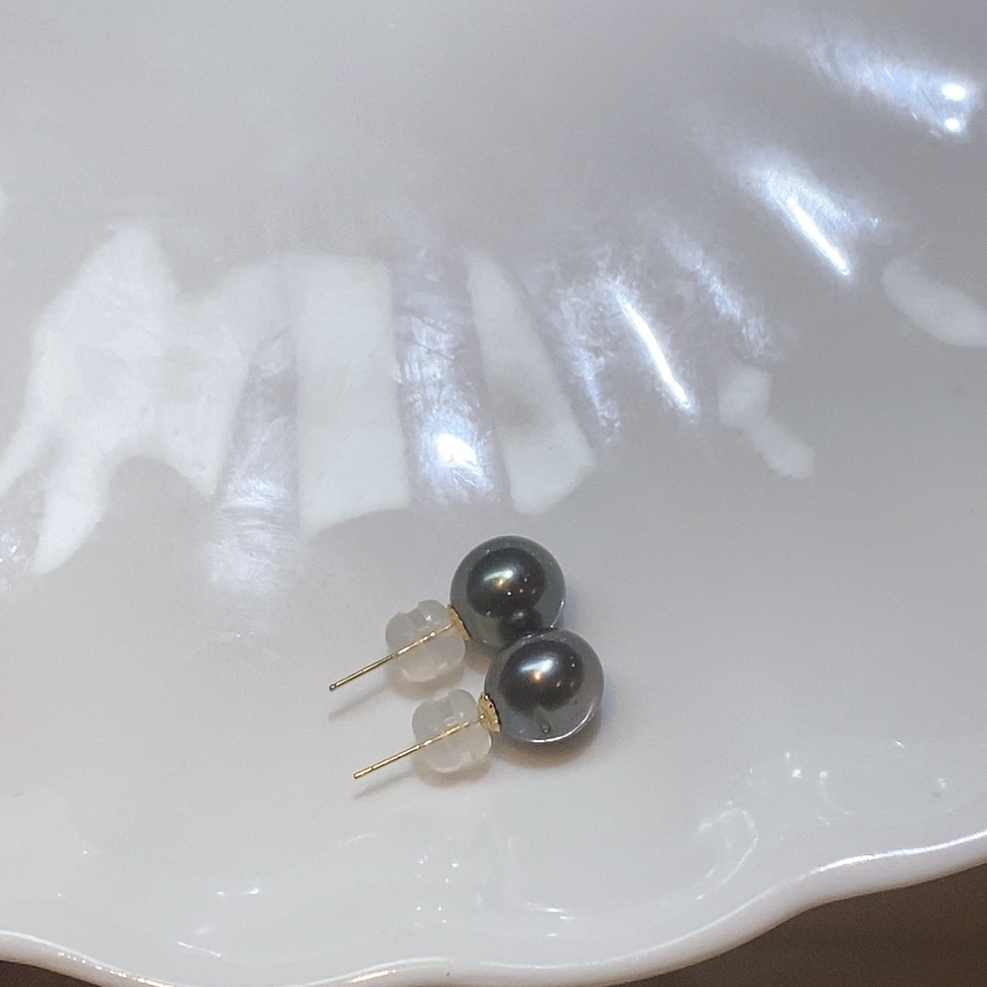 18K金镶嵌海水珍珠耳饰8-9