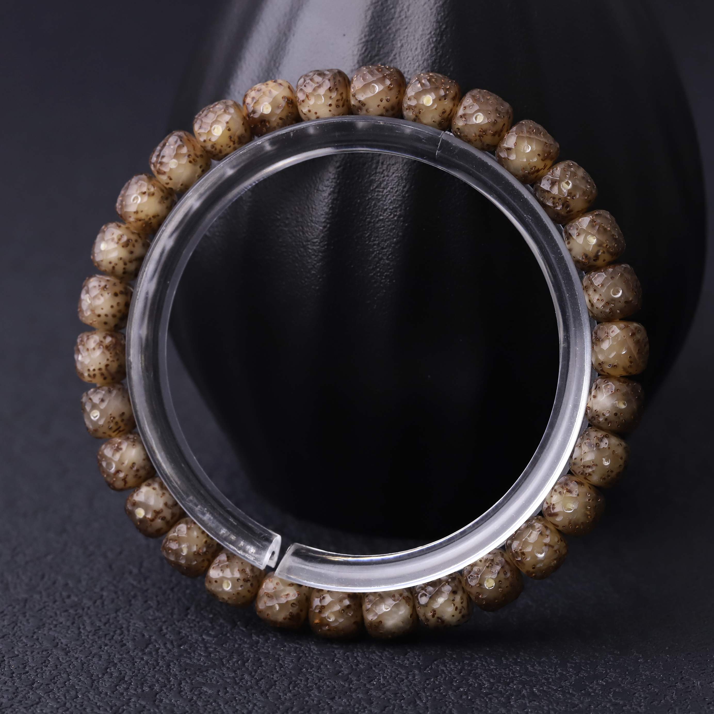 251279 手工雕刻黑冰无相星月菩提子文玩手串男女士盘玩单圈