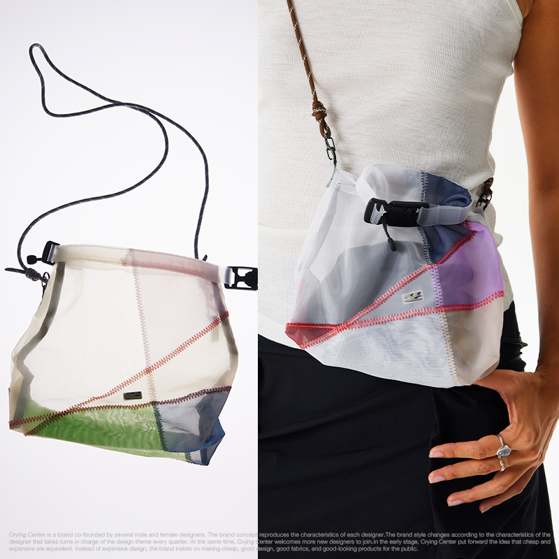 Crying center/哭喊中心户外半透网纱磁吸斜挎小包