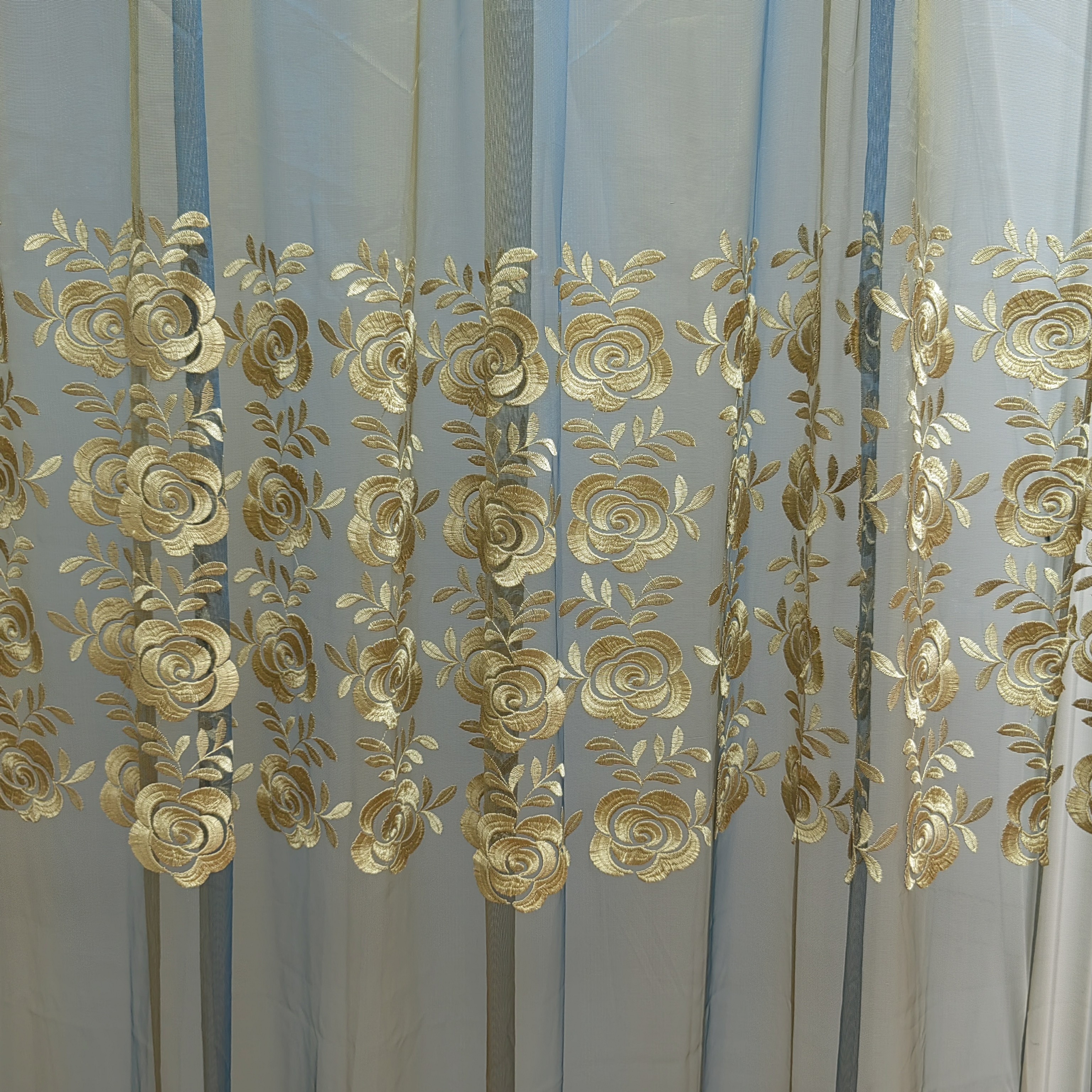 00083 成品挂钩款客厅浮雕刺绣奢华窗纱幅宽4.8米高2.6米免费对开