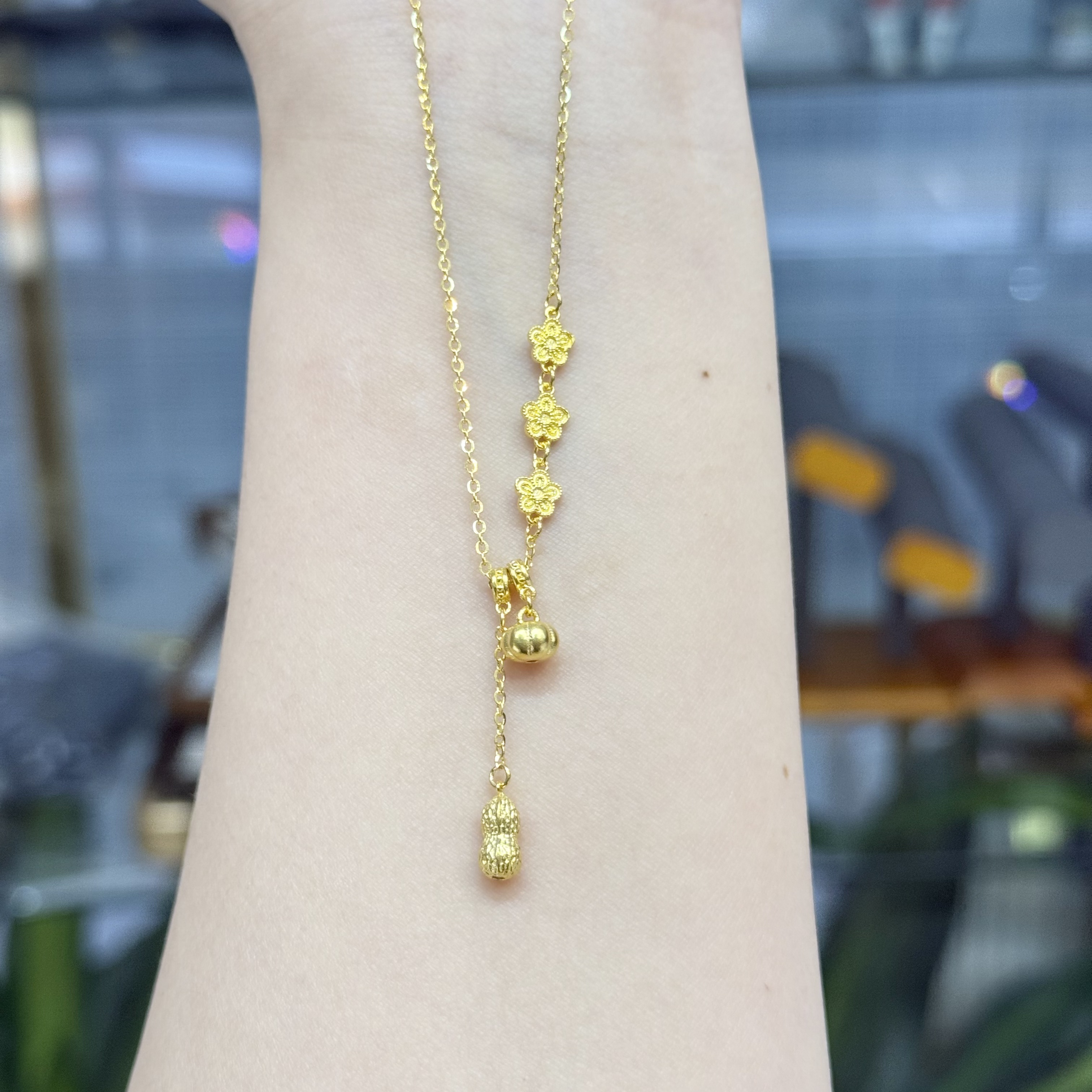 X【好柿花生套链】足金999精工5G套链