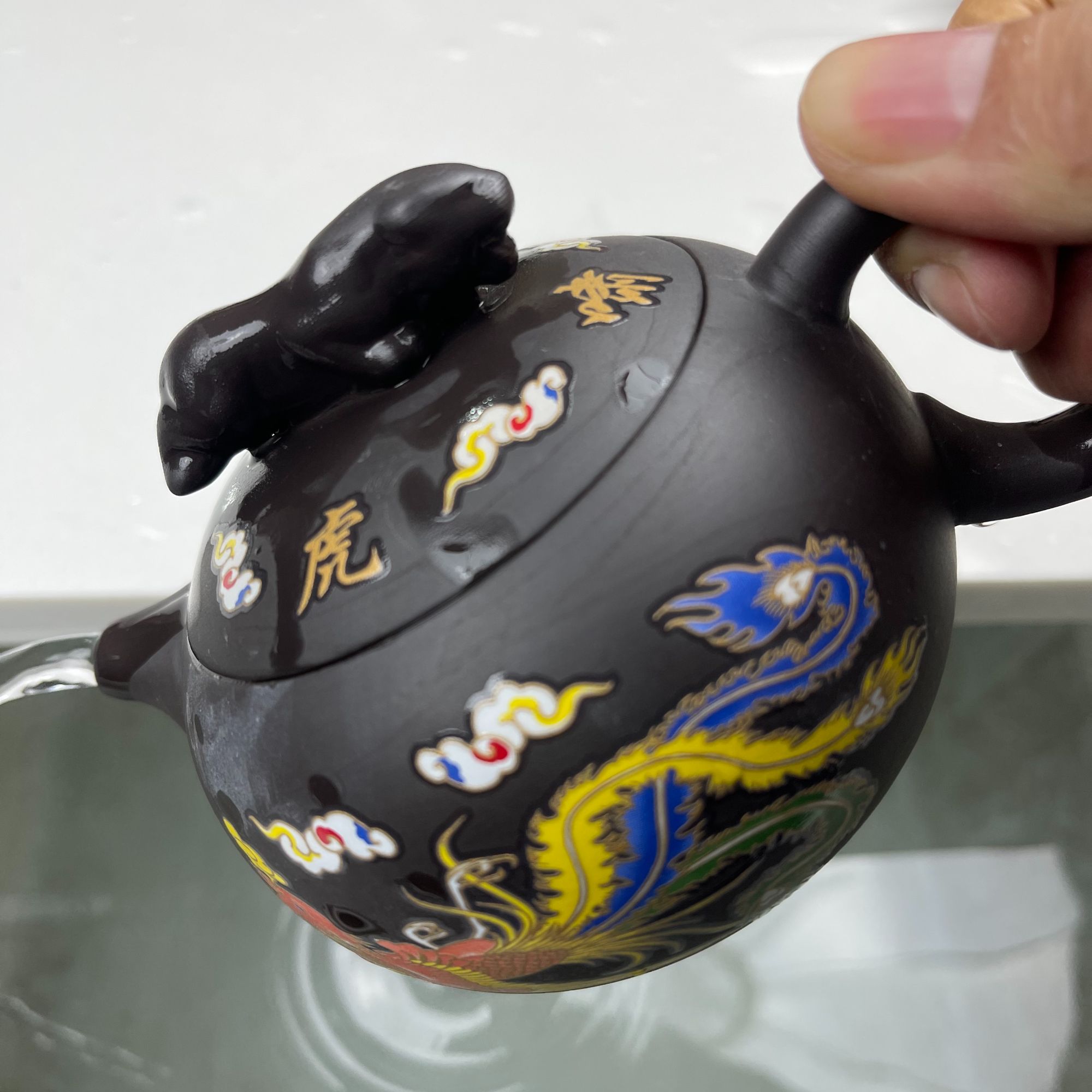 【闪购商品】龙凤虎啸深井老紫泥西施壶L