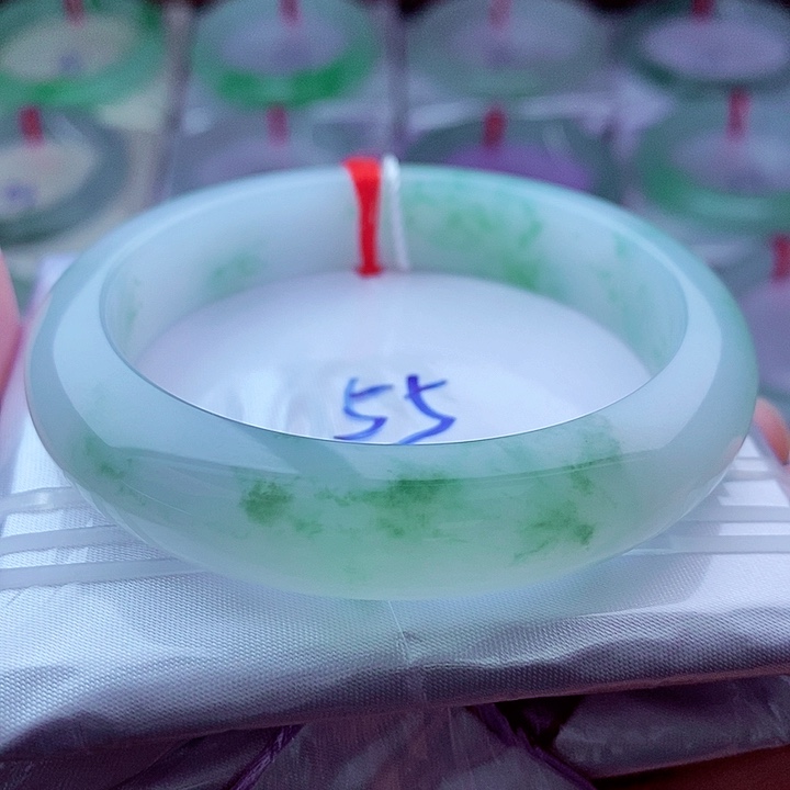 未镶嵌手镯翡翠0548-55圈口 飘花 灵动飘逸