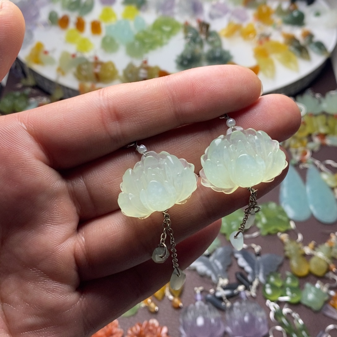 遗***忘蛇纹石玉合金耳饰/颈饰