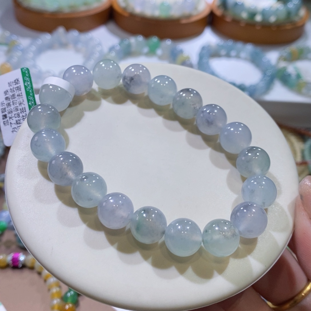 翡翠手链未镶嵌冰绿乌鸡