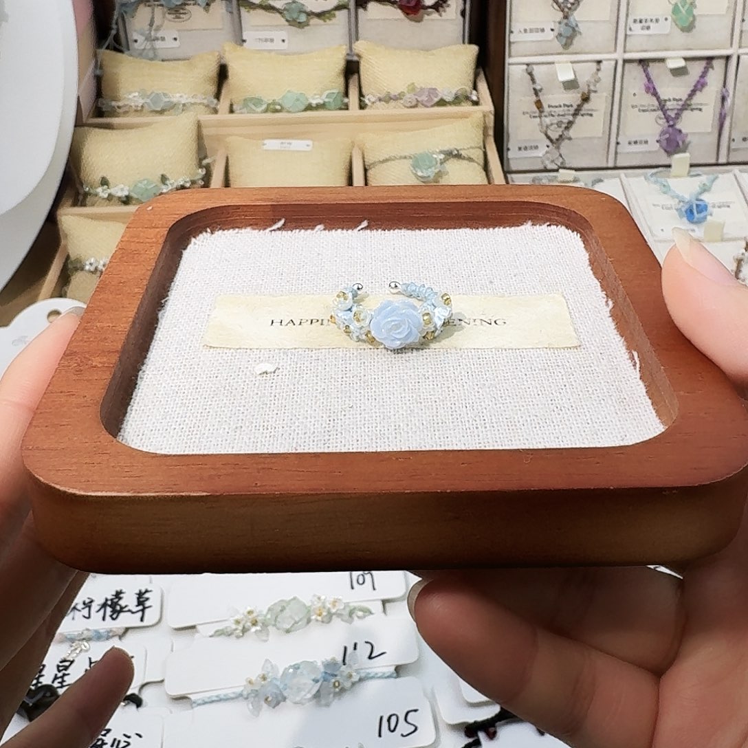 石英石纯铜淡蓝戒指