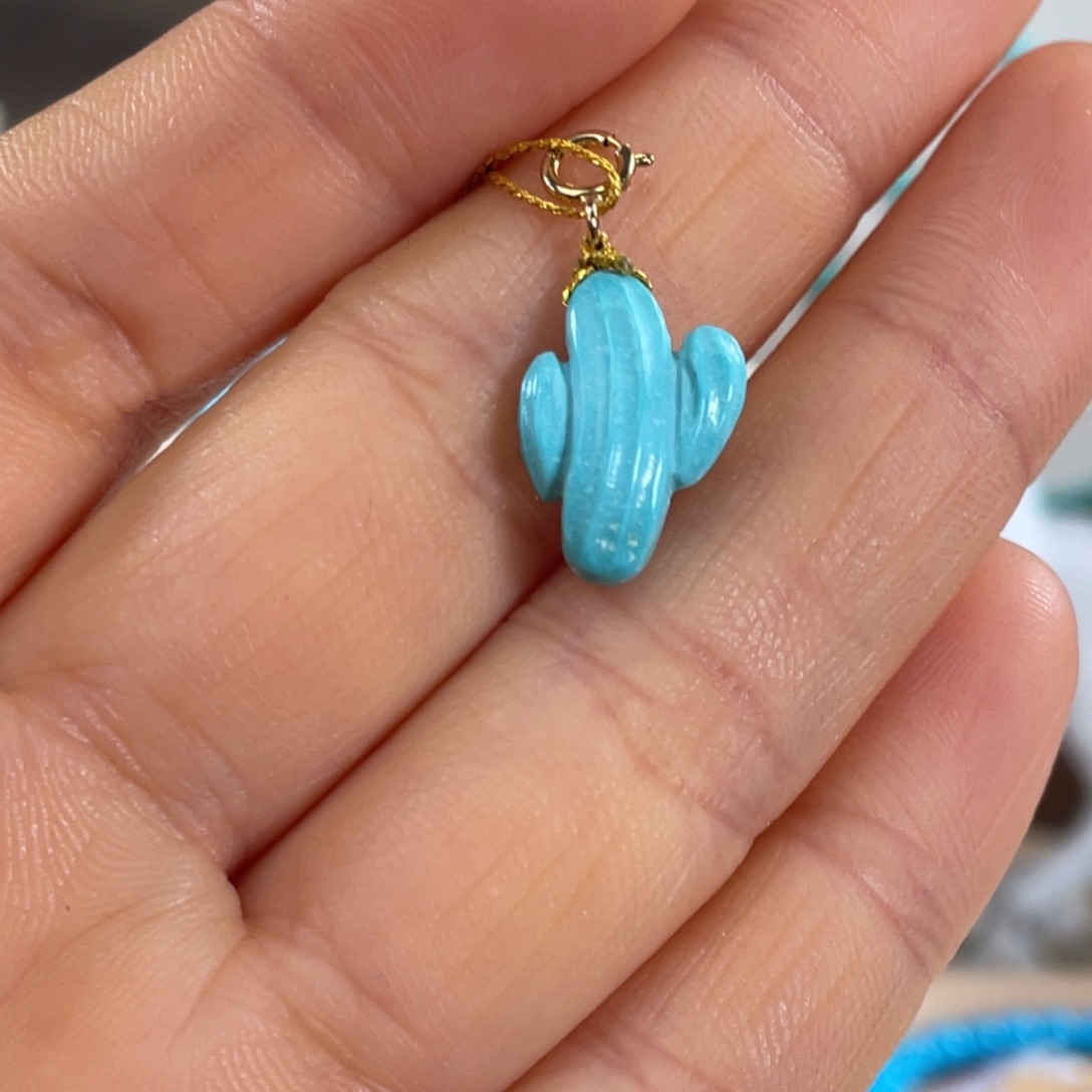 绿松石未镶嵌套链仙人掌