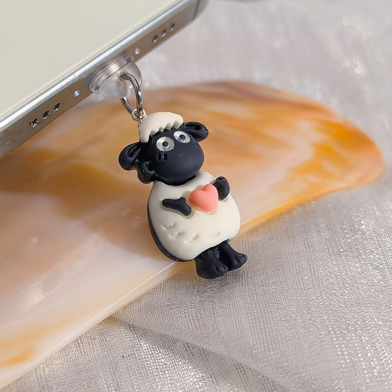 可爱小羊肖恩手机充电塞ins时尚挂件type-c华为苹果通用防尘塞