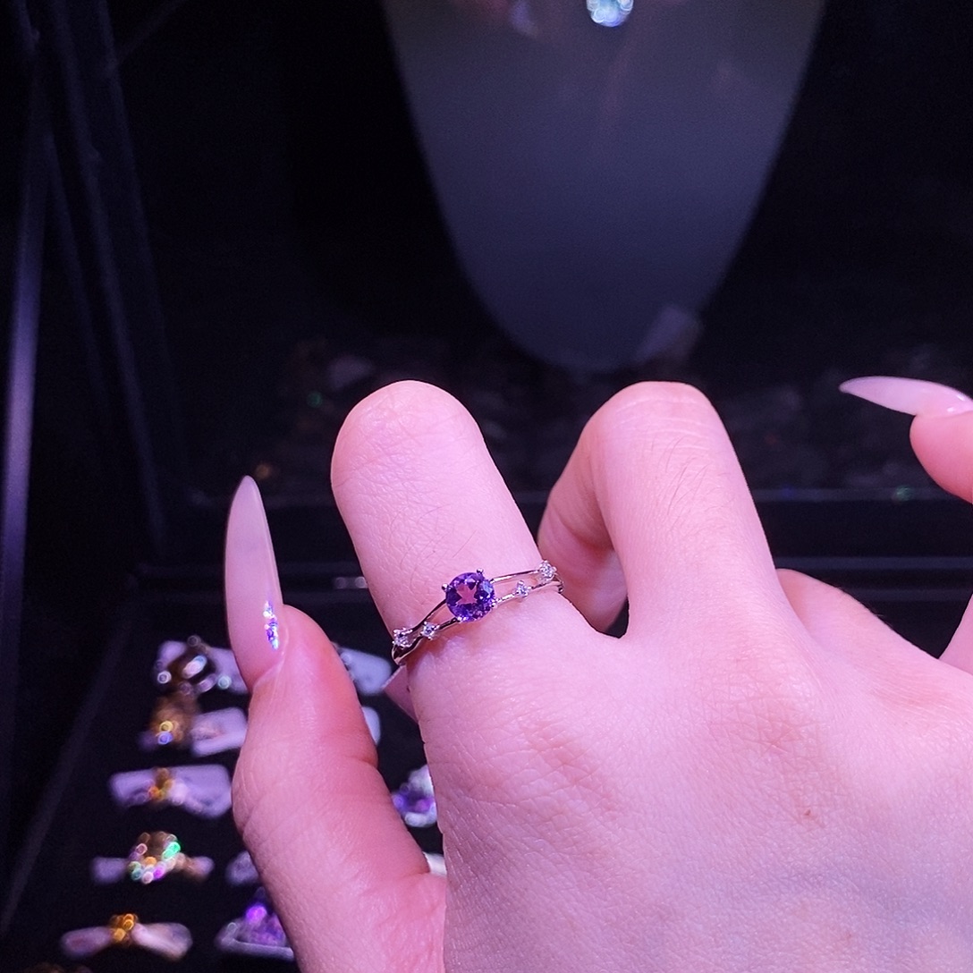 银S925镶嵌戒指水晶