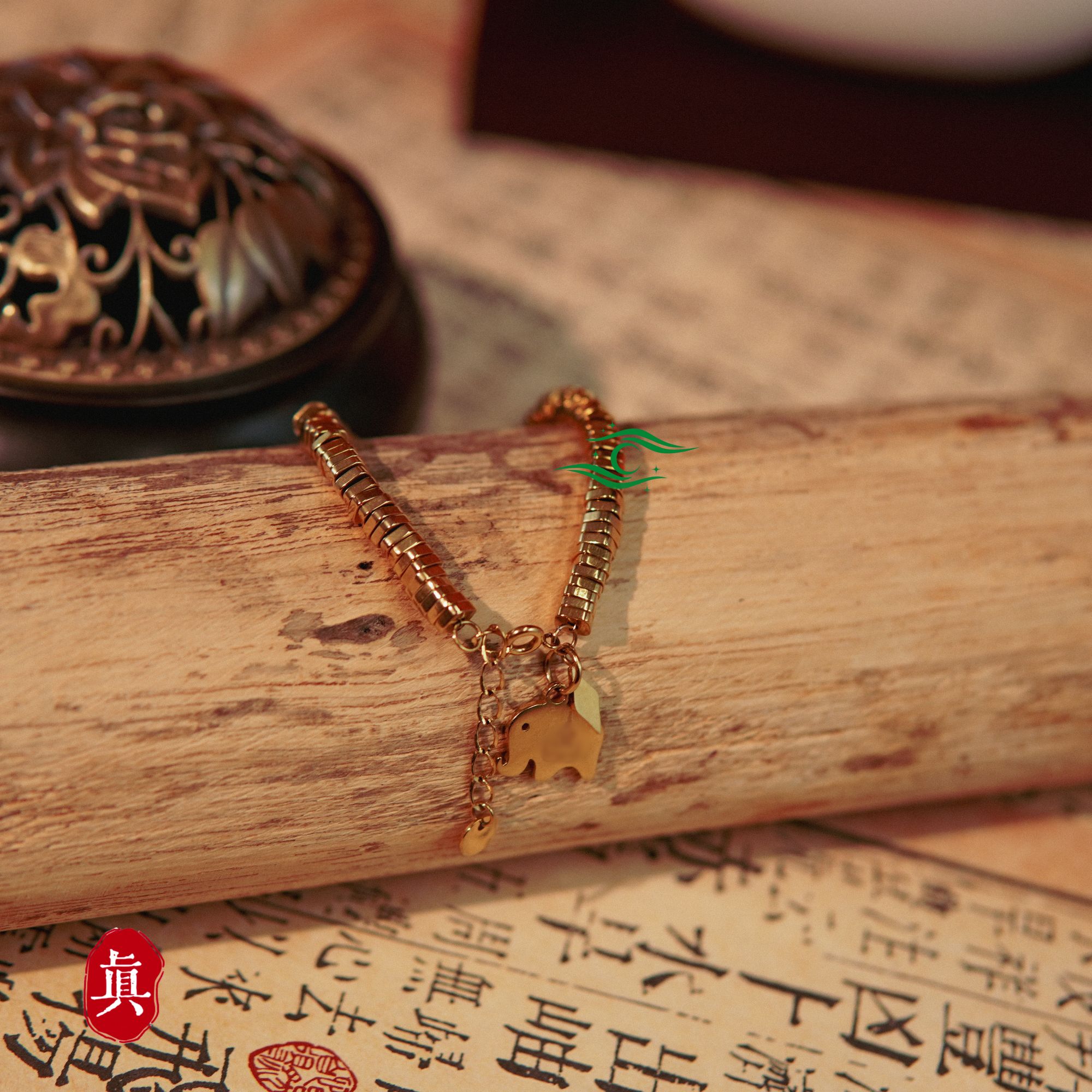 合金手链 百象百片方块手链清雅百搭手链时尚古法简约 星 