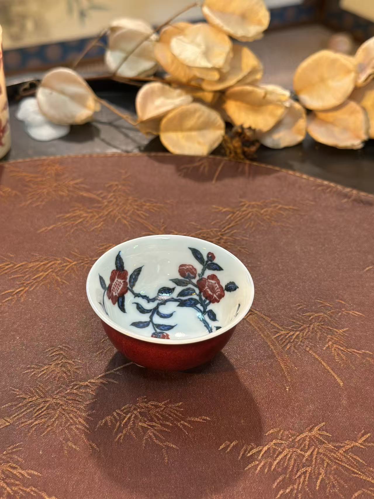 勤义堂 祭红茶花小碗杯