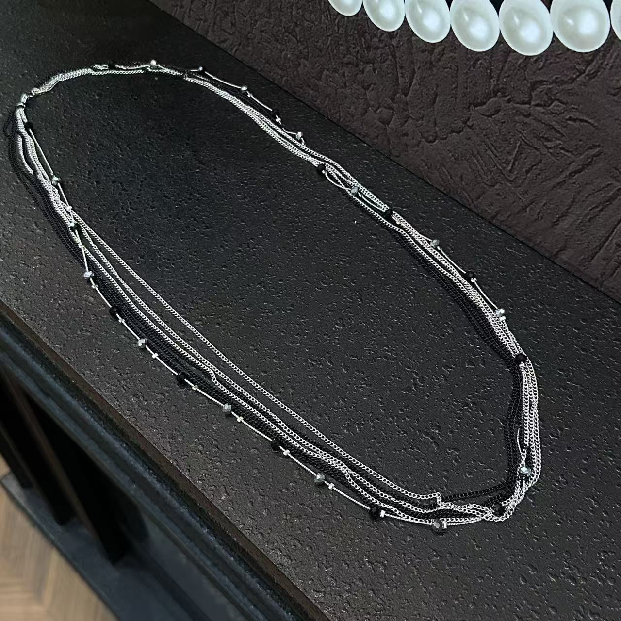 铜合金项链 SONG-原创定制时尚百搭多层设计玻璃钻饰个性毛衣链