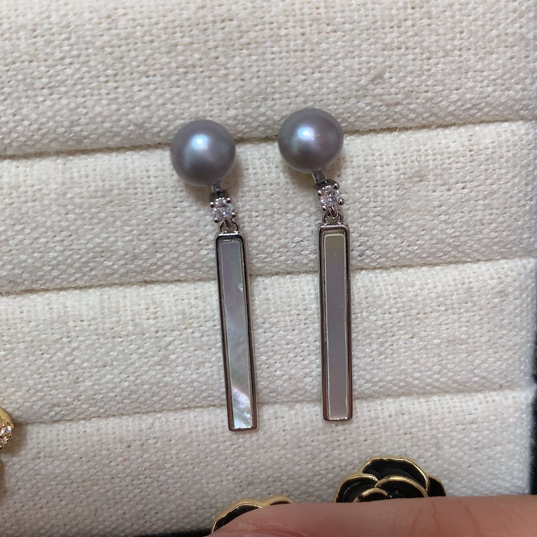 淡水珍珠耳饰合金