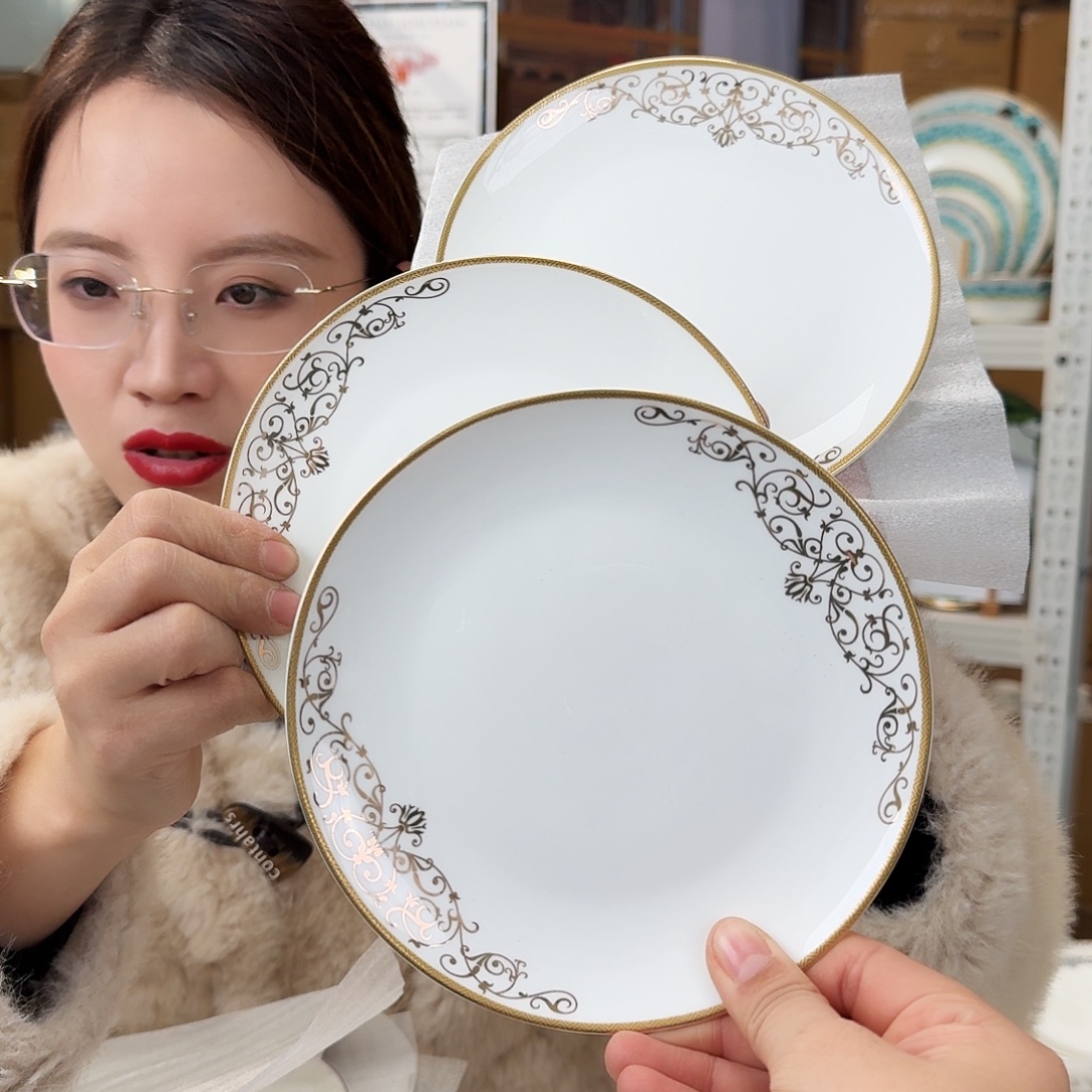 骨瓷高骨6.5英寸盘16cm味碟3个