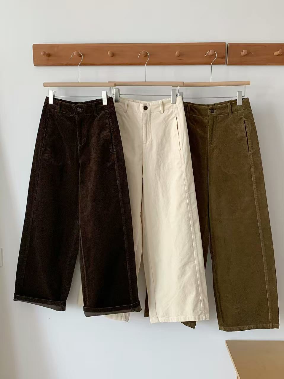 TSEHC.9ins秋冬复古百搭时尚灯芯绒直筒阔腿休闲裤09101