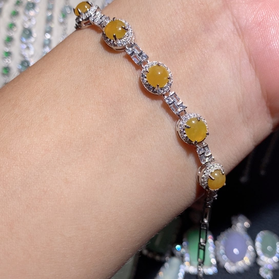 银S925镶嵌手链翡翠oj iio