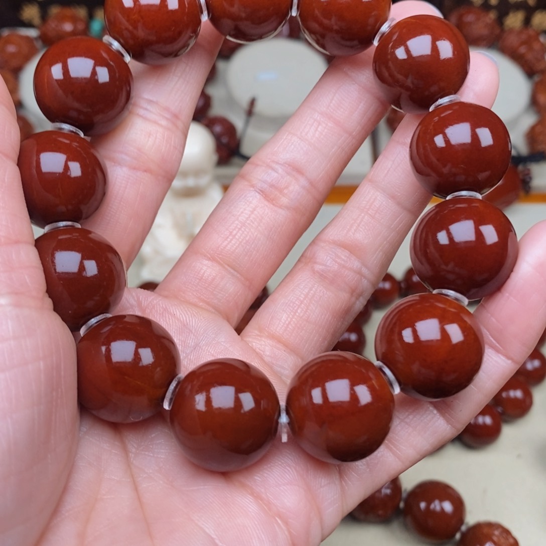 橄榄核吊坠脸*光珠，