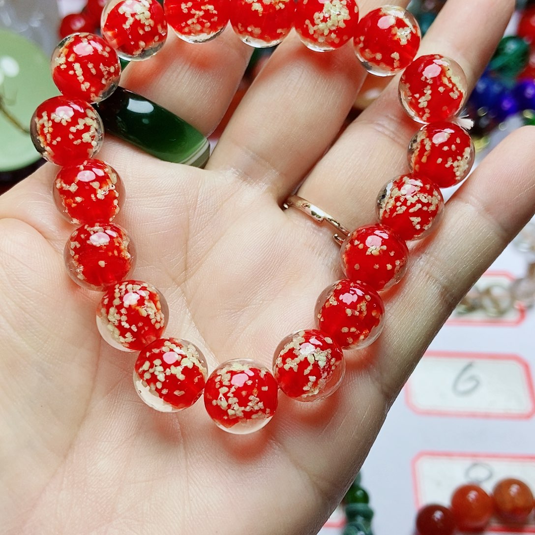 花***圆玛瑙/玉髓未镶嵌手链