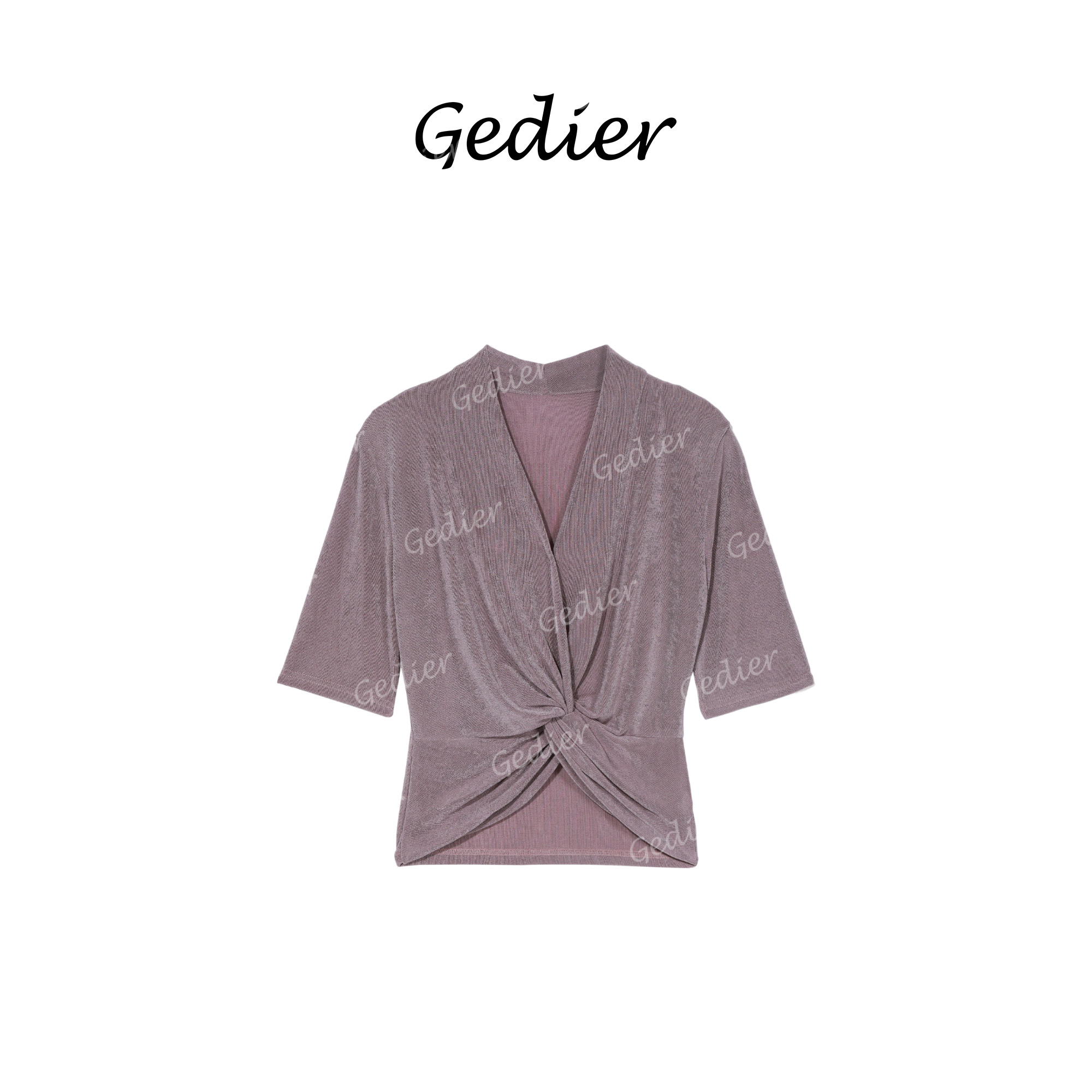 【歌蒂尔】 2025夏新品时尚V领设计感T恤 TG520288Y