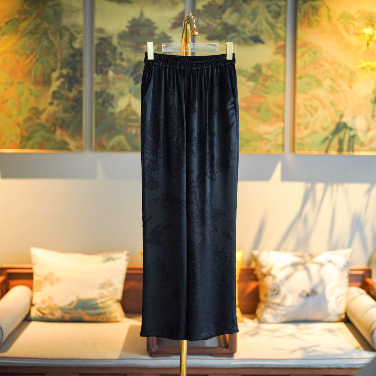 蓝大【清韵词】新中式桑蚕丝裤子7834