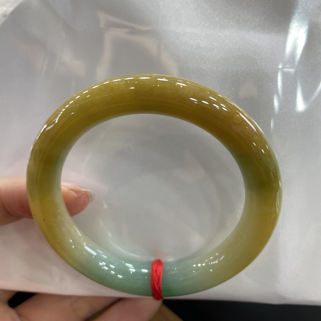 强推特色手镯黄加绿53.5圆条