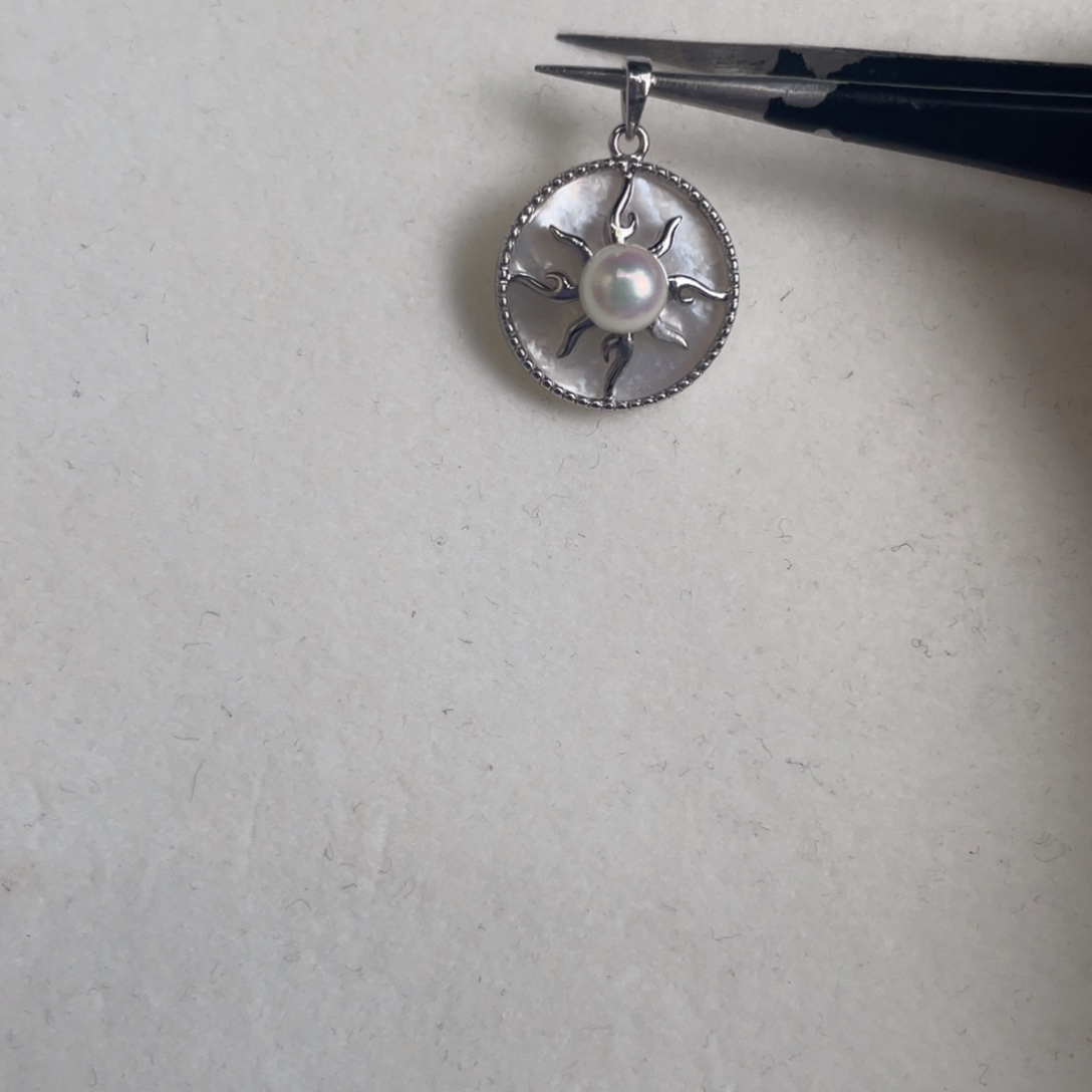 吊坠(不含链)银S925镶嵌海水珍珠