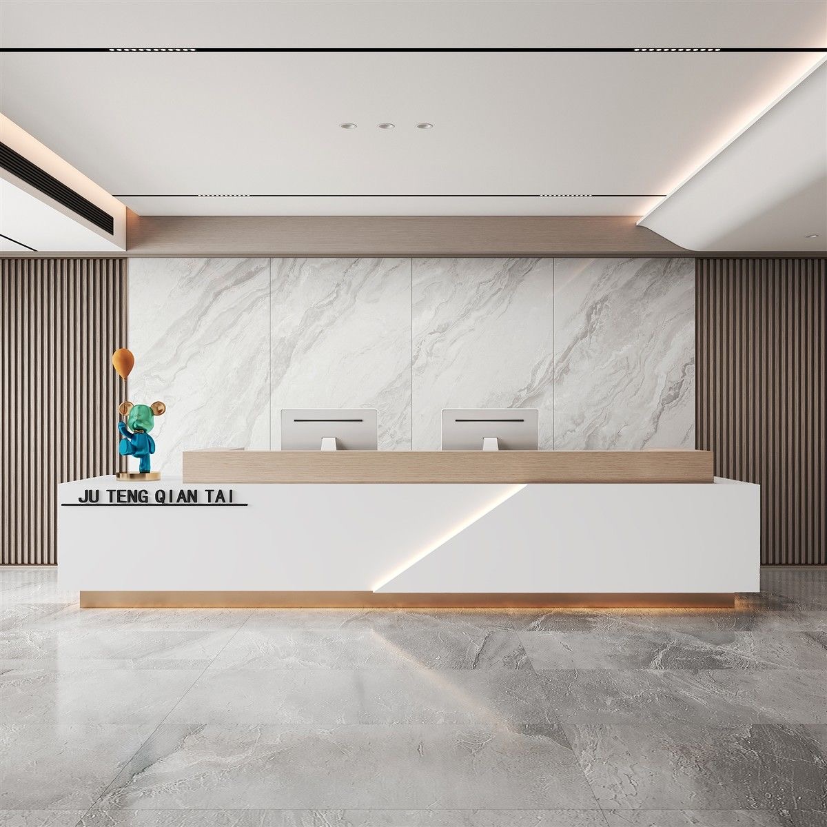 酒店吧台桌公司前台接待台大理石纹理岩板美容院售楼部口腔收银台