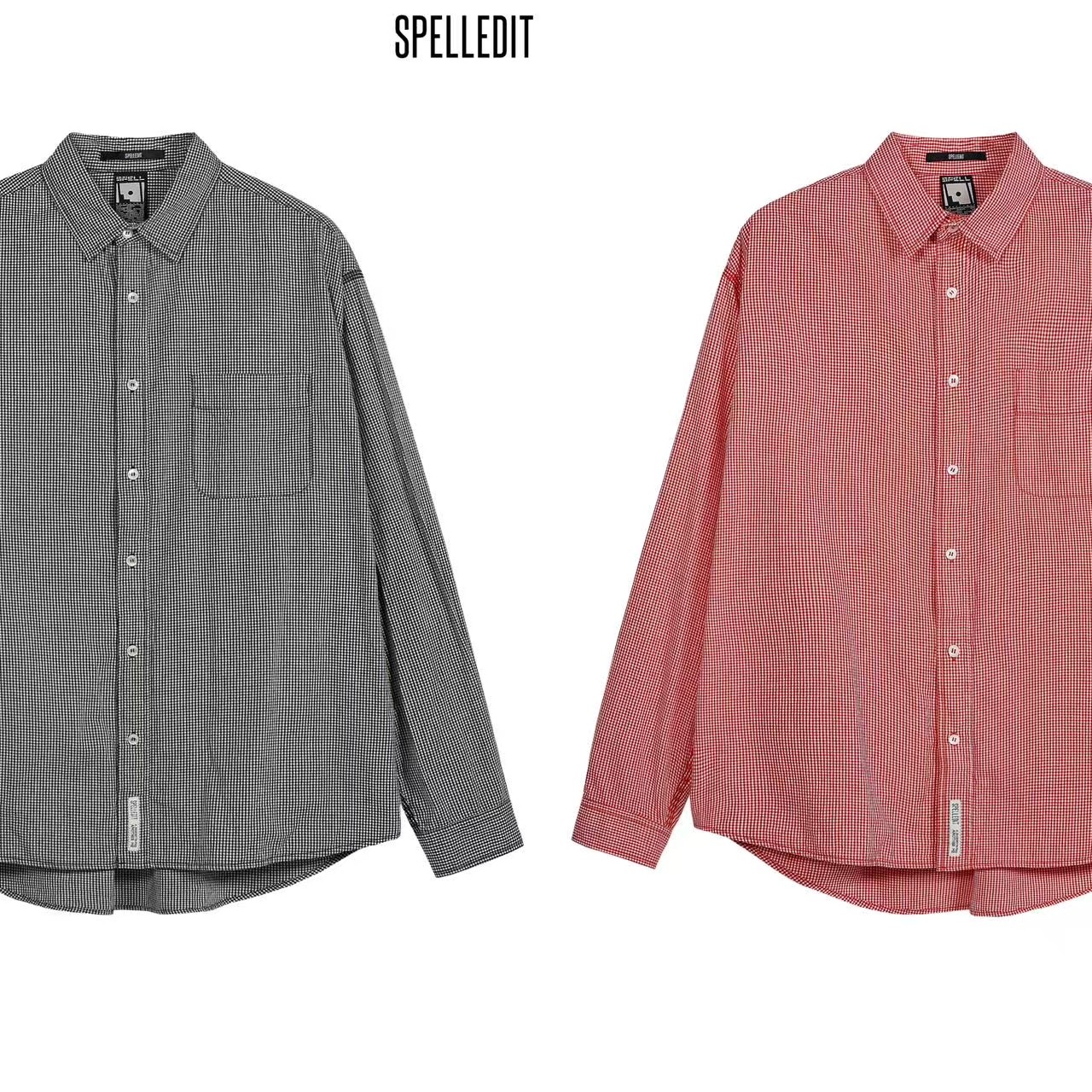 秋 SPELL新品 no退换 小方格宽松衬衫复古格纹长袖棉质衬衣女