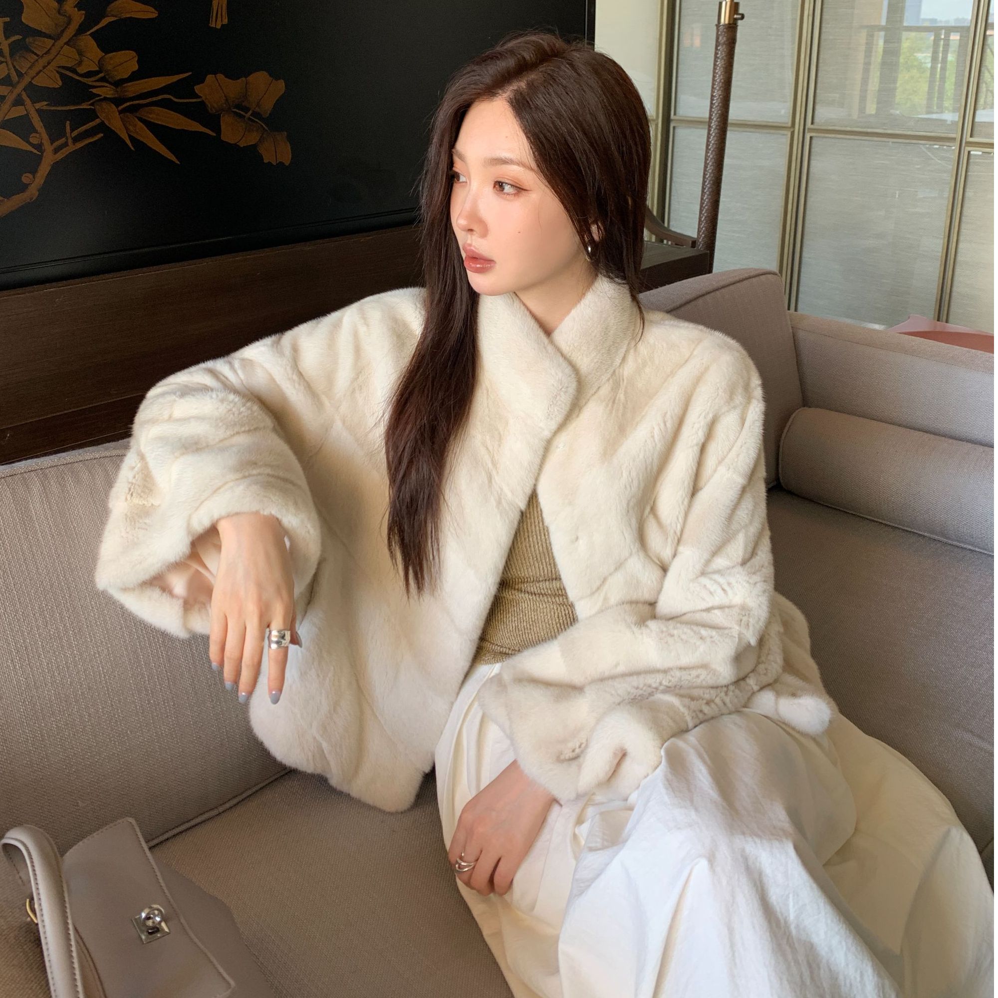 2025新款立领进口貂皮大衣气质年轻款水貂毛D25173