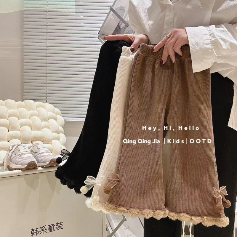 女童加绒裤子新款秋冬季韩版女宝宝一体灯芯绒加厚韩版百搭外穿裤
