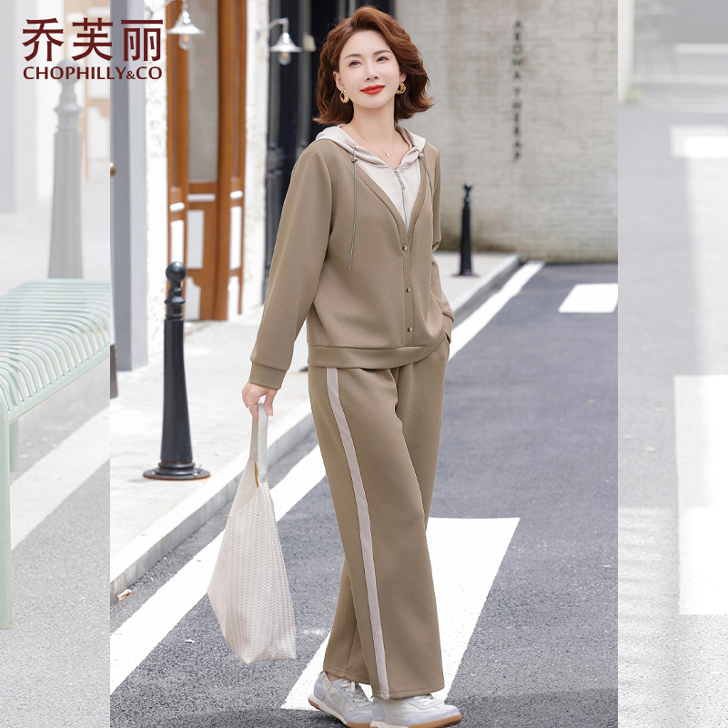妈妈运动服套装春秋2025新款中老年女士秋装外套休闲跑步服两件套
