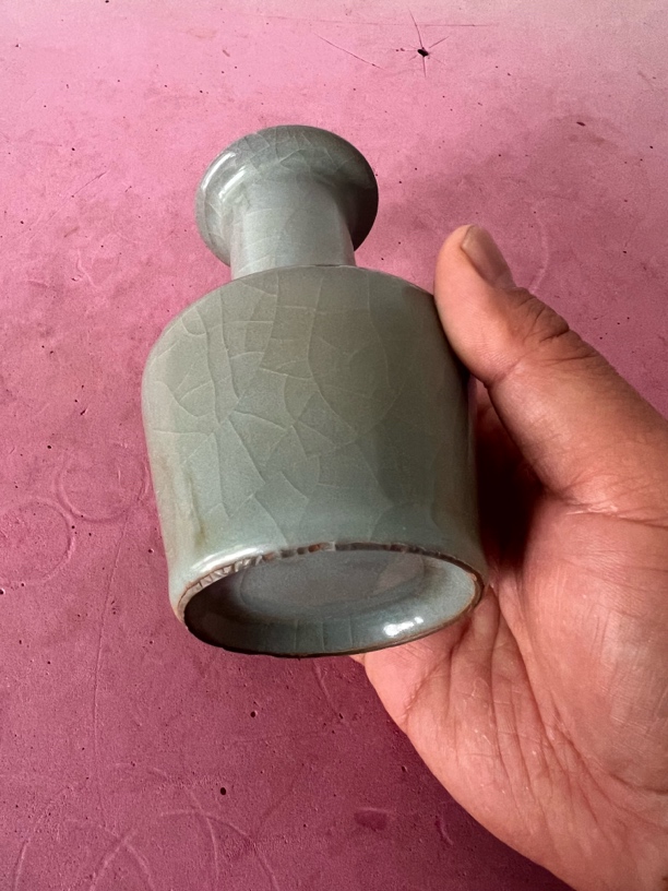 天青开片纸槌瓶龙泉青瓷纯手工插花瓶摆件