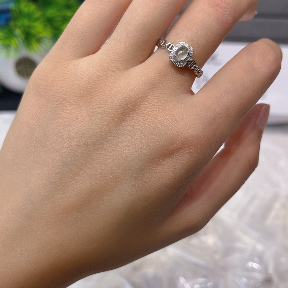 翡翠戒指银S925镶嵌我