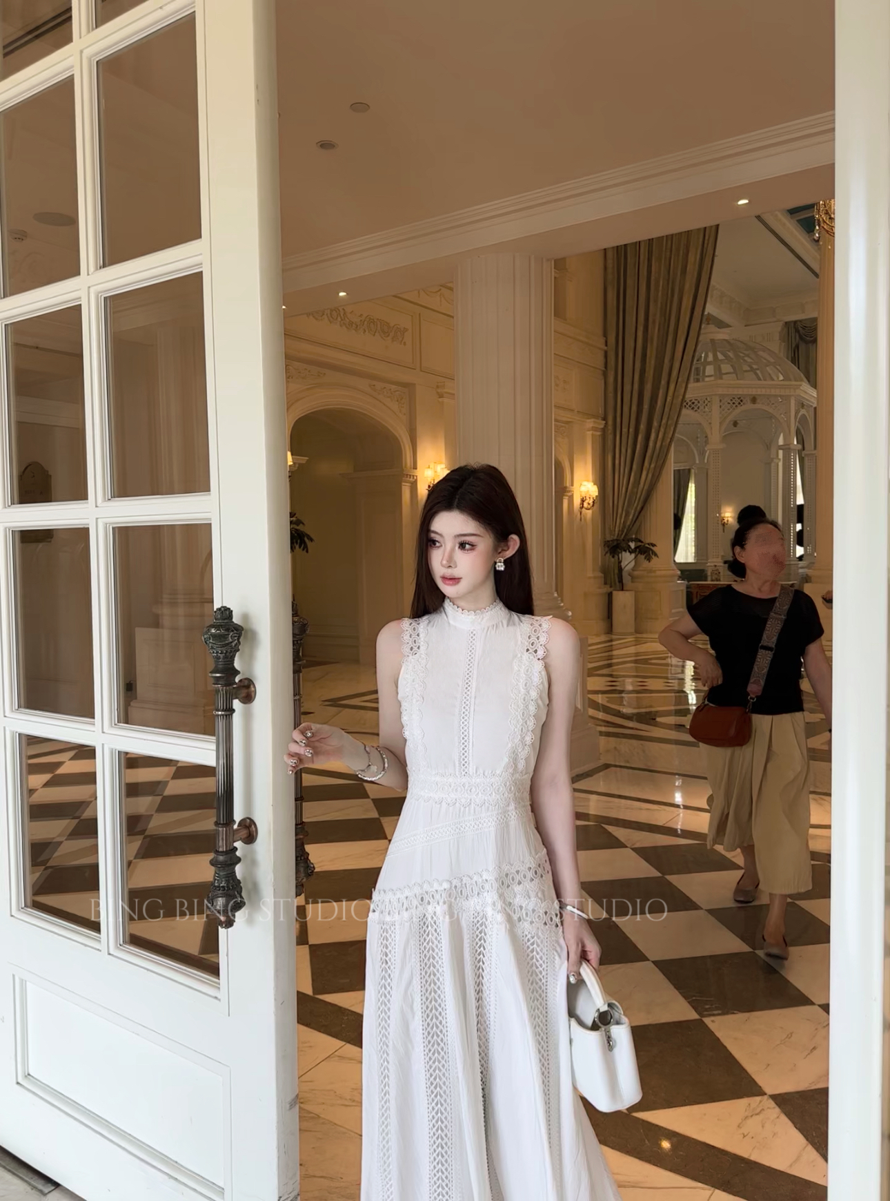 冰冰「月光诗集」夏季时尚法式减龄气质显瘦连衣裙QXX5LYQ2213A