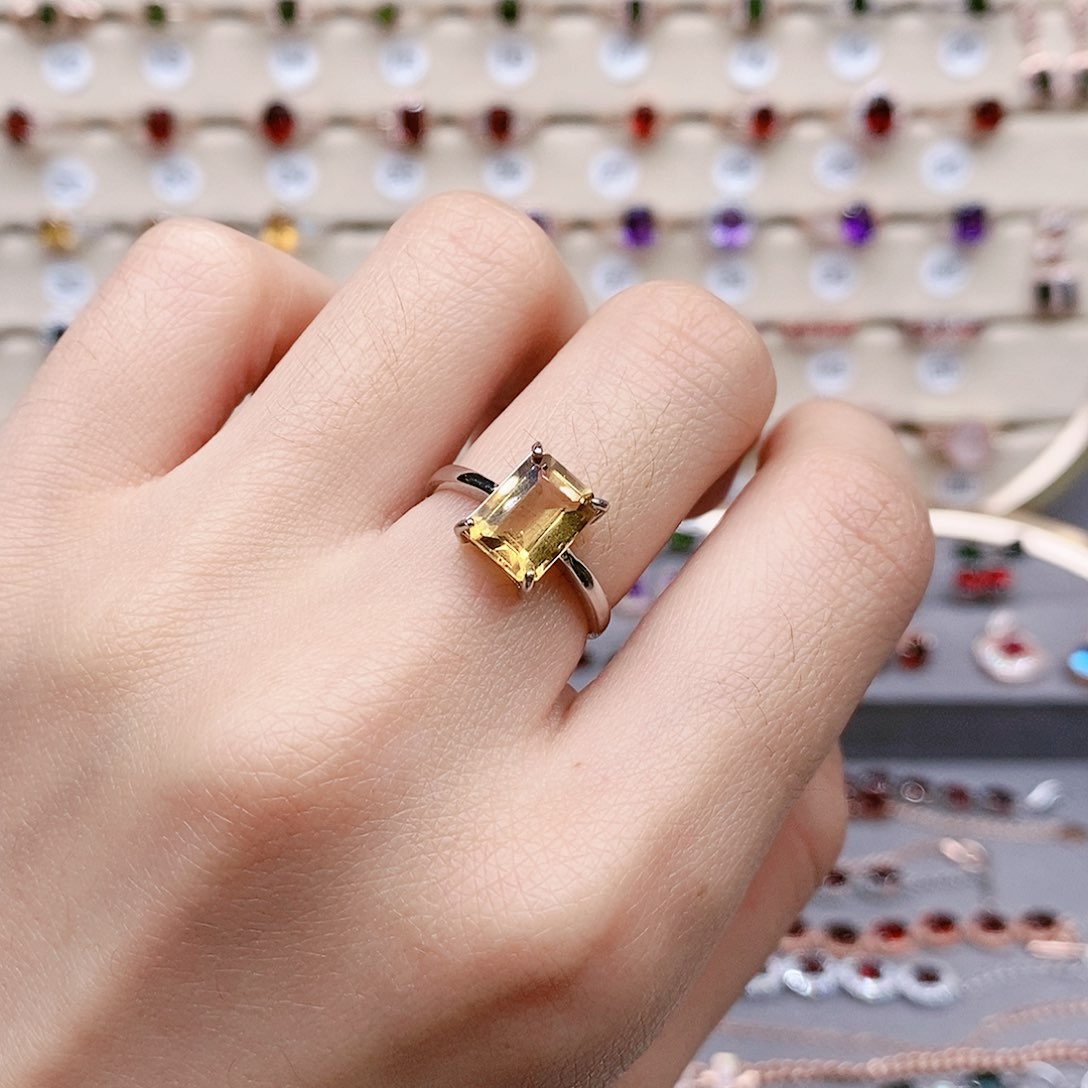 水晶戒指银S925镶嵌戒指