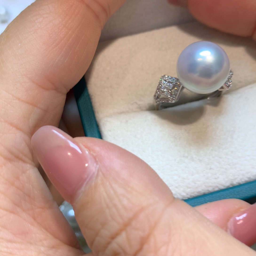 海水珍珠戒指银S925镶嵌