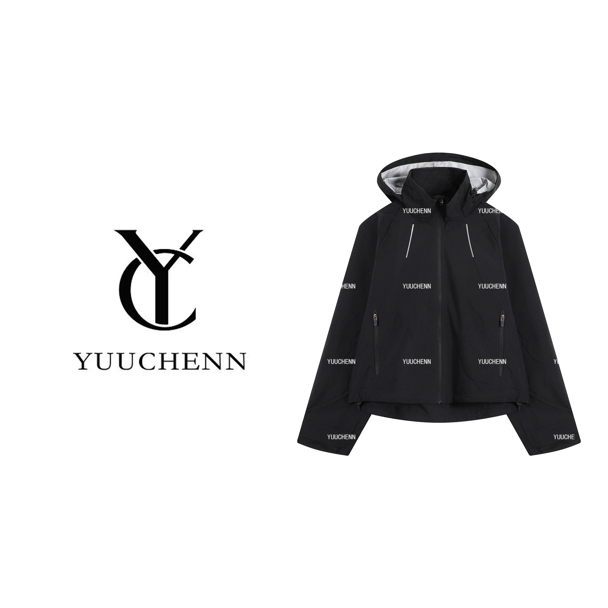 YUUCHENN拉链连帽防风薄款秋季常规短外套22K20801031