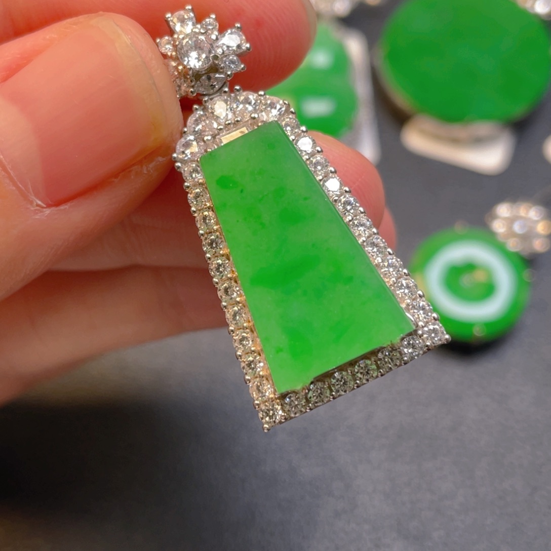 翡翠银S925镶嵌吊坠(不含链)