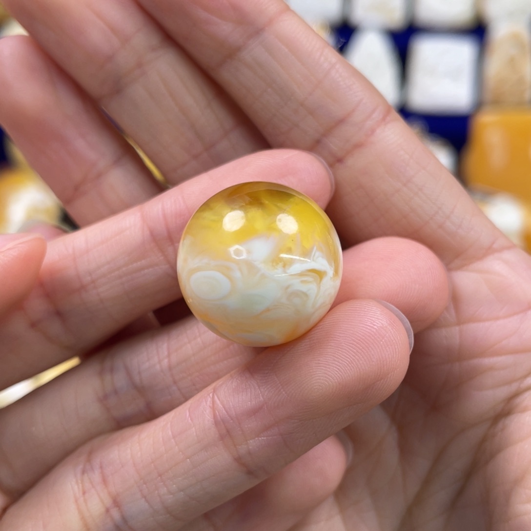 蜜蜡裸石未镶嵌琥珀蜜蜡珠子卡20.2mm